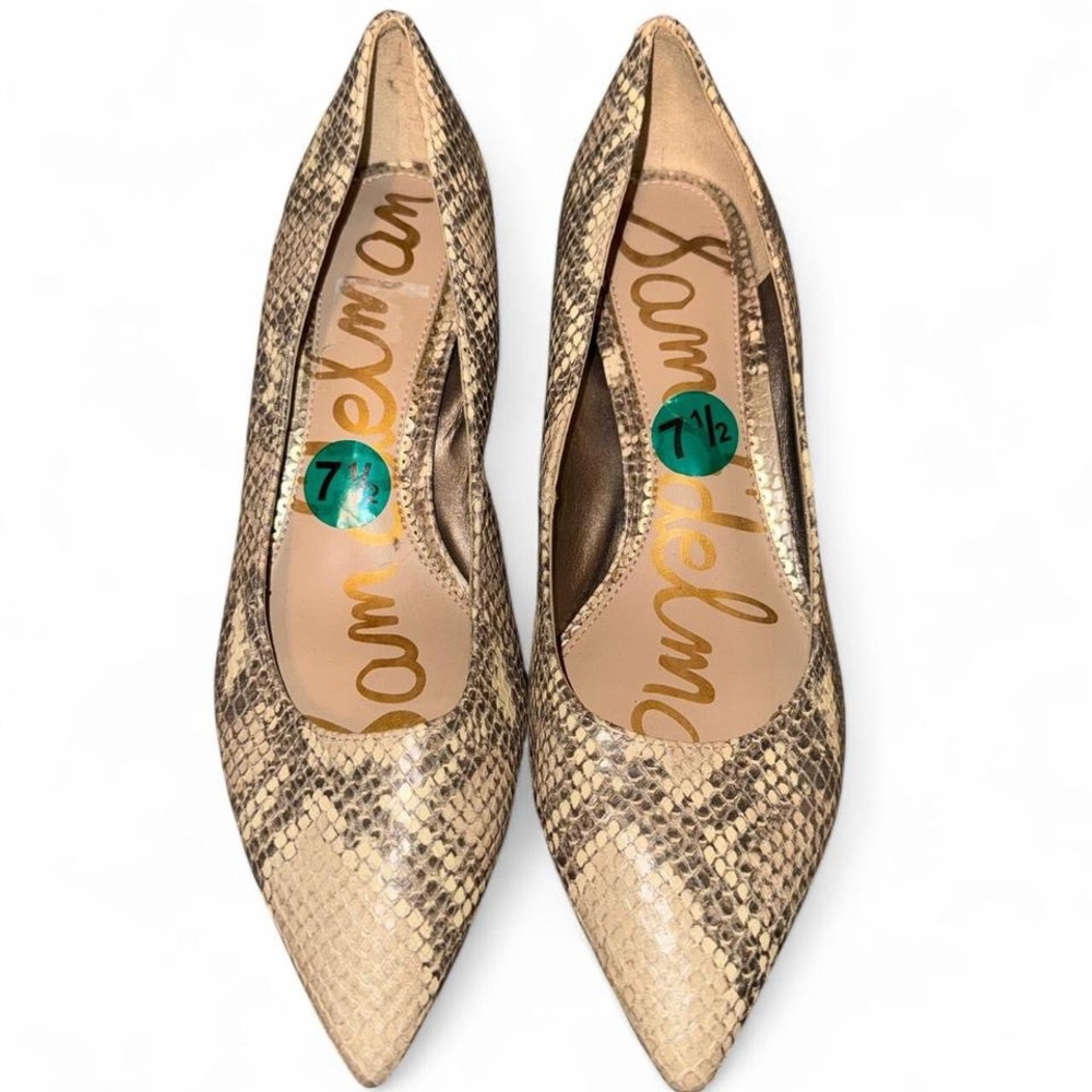 Sam Edelman Tan and Cream Snakeskin Heels